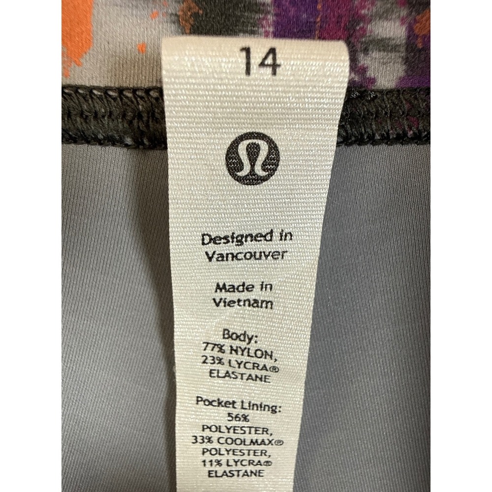 Lululemon Fast & Free Womens Size 14 Abstract Print Leggings Yoga Pants Athletic - Picture 4 of 12